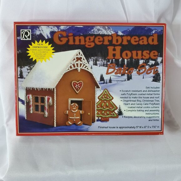 Gingerbread House Bake Set 2005 Christmas Holiday Season House, Tree, Boy - Picture 4 of 5
